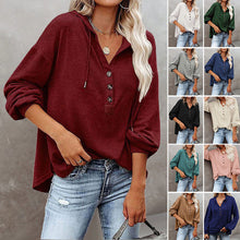Load image into Gallery viewer, V-Neck Long Sleeve Loose Sports Hoodie