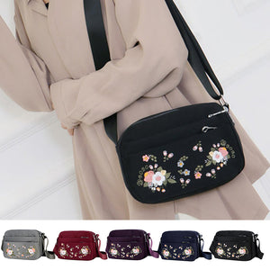 Embroidered Flower Crossbody Bag