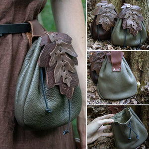 Medieval Renaissance Leather Drawstring Coin Pouch Bag