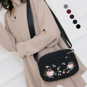 Embroidered Flower Crossbody Bag