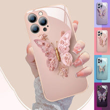 Load image into Gallery viewer, Flat 3D Butterfly Pattern Glass Cover Compatible with iPhone