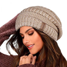Load image into Gallery viewer, Women Knitted Slouchy Beanie Hat with Velvet