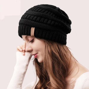 Women Knitted Slouchy Beanie Hat with Velvet