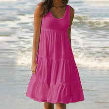 Load image into Gallery viewer, Paneled Solid Sleeveless Beach Midi Dress