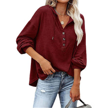 Load image into Gallery viewer, V-Neck Long Sleeve Loose Sports Hoodie