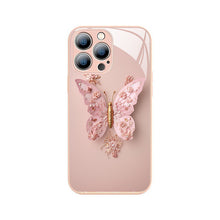 Load image into Gallery viewer, Flat 3D Butterfly Pattern Glass Cover Compatible with iPhone