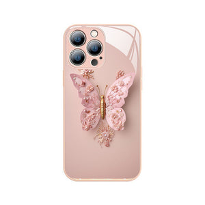 Flat 3D Butterfly Pattern Glass Cover Compatible with iPhone