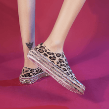 Load image into Gallery viewer, Leopard Rivet Embellished Lace-Up Sneakers