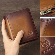 Load image into Gallery viewer, Men's Leather Bifold Wallet with Anti-theft RFID Blocking