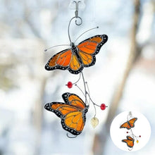 Load image into Gallery viewer, Stained Monarch Butterfly Glass Window Decor