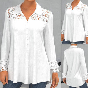 Long Sleeve Blouse with Lace Panel