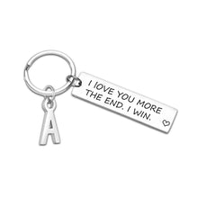 Load image into Gallery viewer, I Love You More Keychain with Custom Letter Pendant