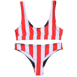 Reversible Stripe Bikini Set Swimsuit