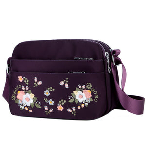 Embroidered Flower Crossbody Bag