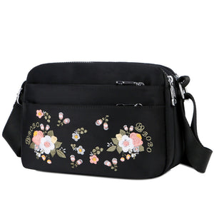 Embroidered Flower Crossbody Bag